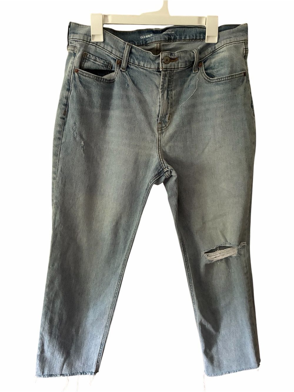 Old Navy Boyfriend Jeans — Light Wash Distressed — Size 12